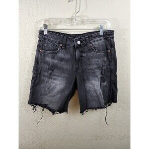 Old Navy Womens Size 4 Black Distressed Mid Rise O.G. Loose Black Jean Shorts